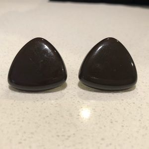 Vintage Brown Triangle Post Earrings